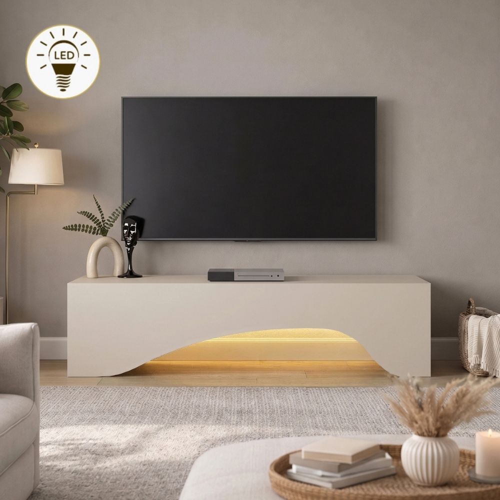 Έπιπλο τηλεόρασης Mara  με LED χρώμα sandstone 150x31,4x40εκ.