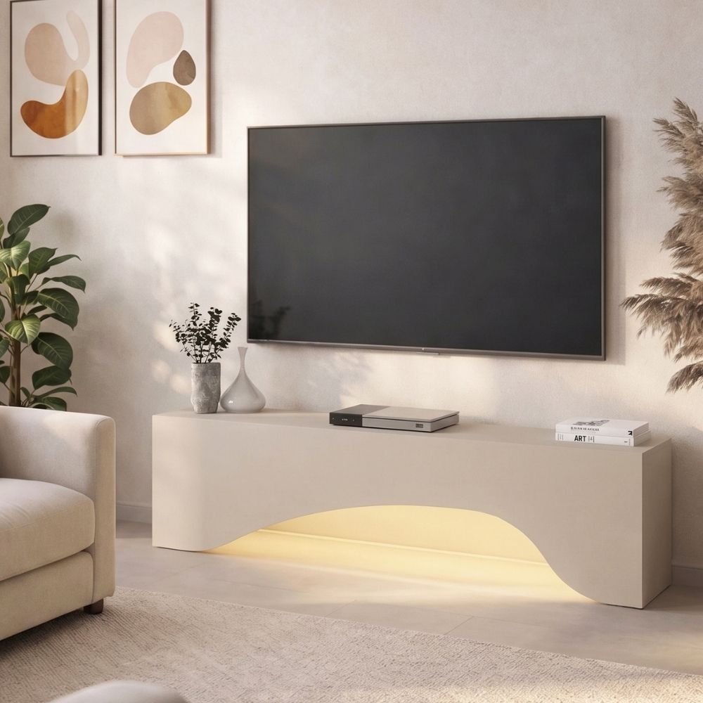 Έπιπλο τηλεόρασης Mara  με LED χρώμα sandstone 150x31,4x40εκ.