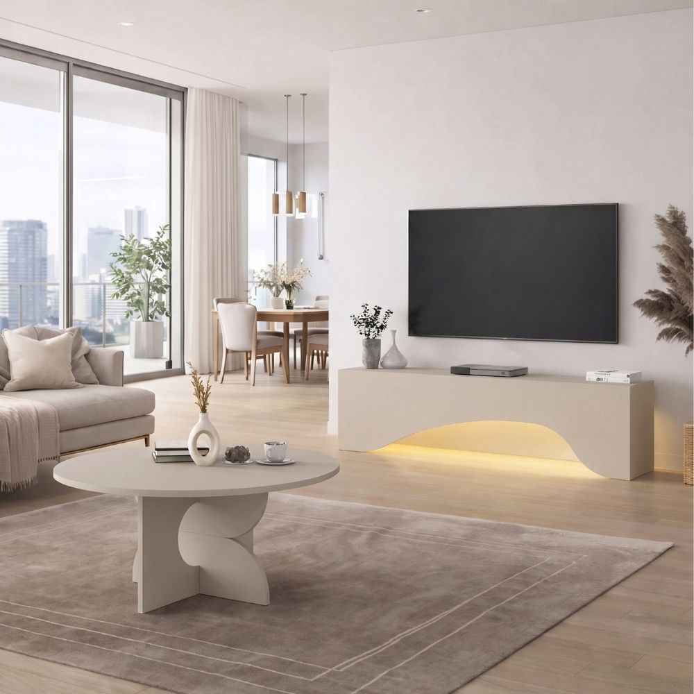Έπιπλο τηλεόρασης Mara  με LED χρώμα sandstone 150x31,4x40εκ.