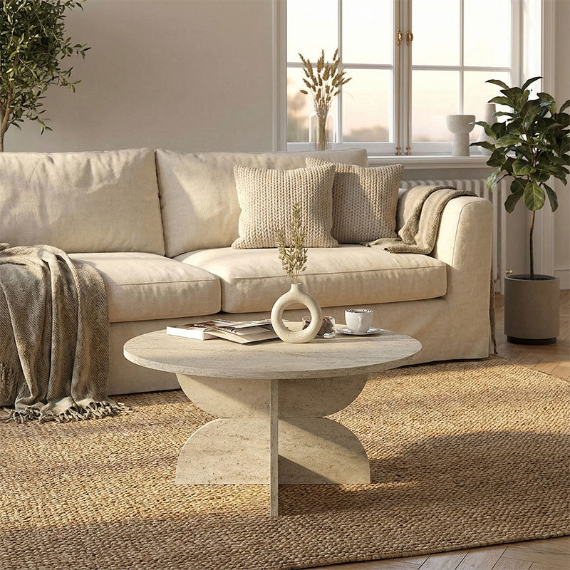 Τραπεζάκι σαλονιού Mara  χρώμα travertine Ø75x36,8εκ. - Pakobazaar