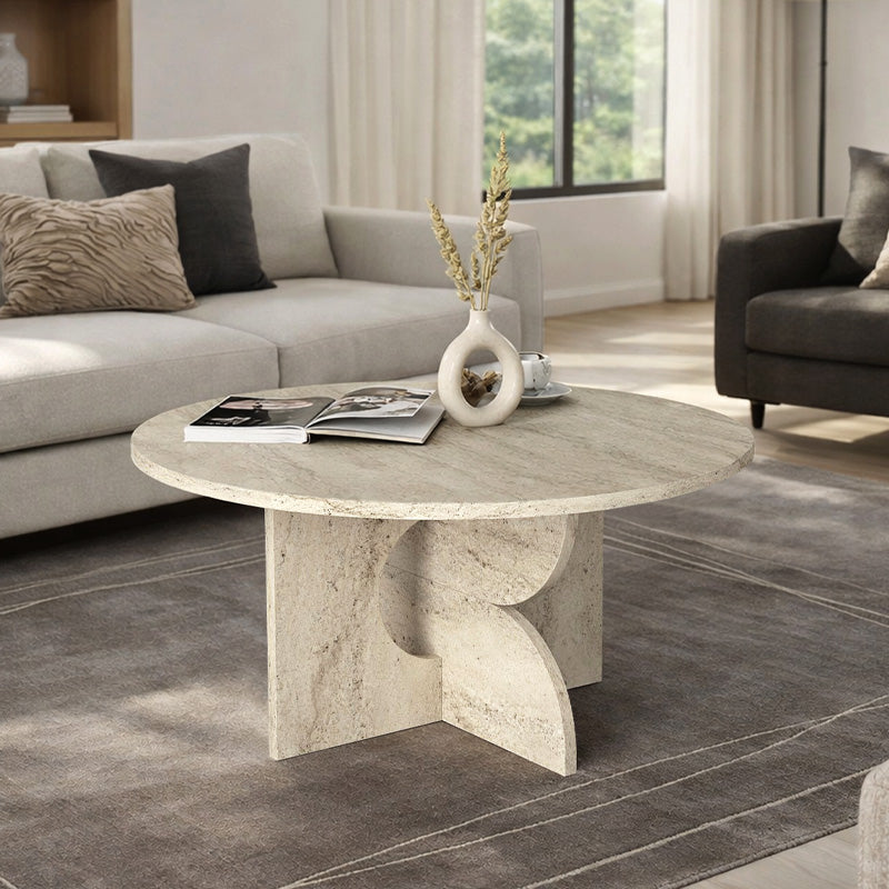 Τραπεζάκι σαλονιού Mara  χρώμα travertine Ø75x36,8εκ. - Pakobazaar