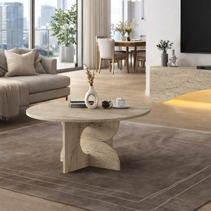 Τραπεζάκι σαλονιού Mara  χρώμα travertine Ø75x36,8εκ. - Pakobazaar