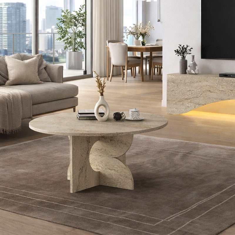 Τραπεζάκι σαλονιού Mara  χρώμα travertine Ø75x36,8εκ. - Pakobazaar
