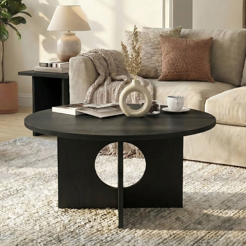 Τραπεζάκι σαλονιού Mara  χρώμα sencron black Ø75x36,8εκ. - Pakobazaar