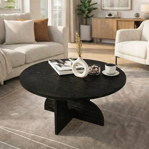 Τραπεζάκι σαλονιού Mara  χρώμα sencron black Ø75x36,8εκ. - Pakobazaar