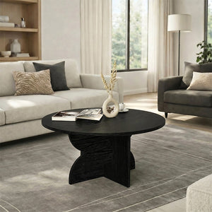 Τραπεζάκι σαλονιού Mara  χρώμα sencron black Ø75x36,8εκ. - Pakobazaar