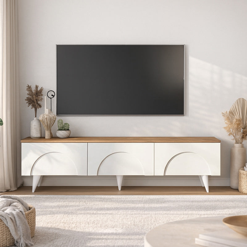 Έπιπλο τηλεόρασης Bono  χρώμα λευκό - sepet oak 150x32,3x42,1εκ. - Pakobazaar