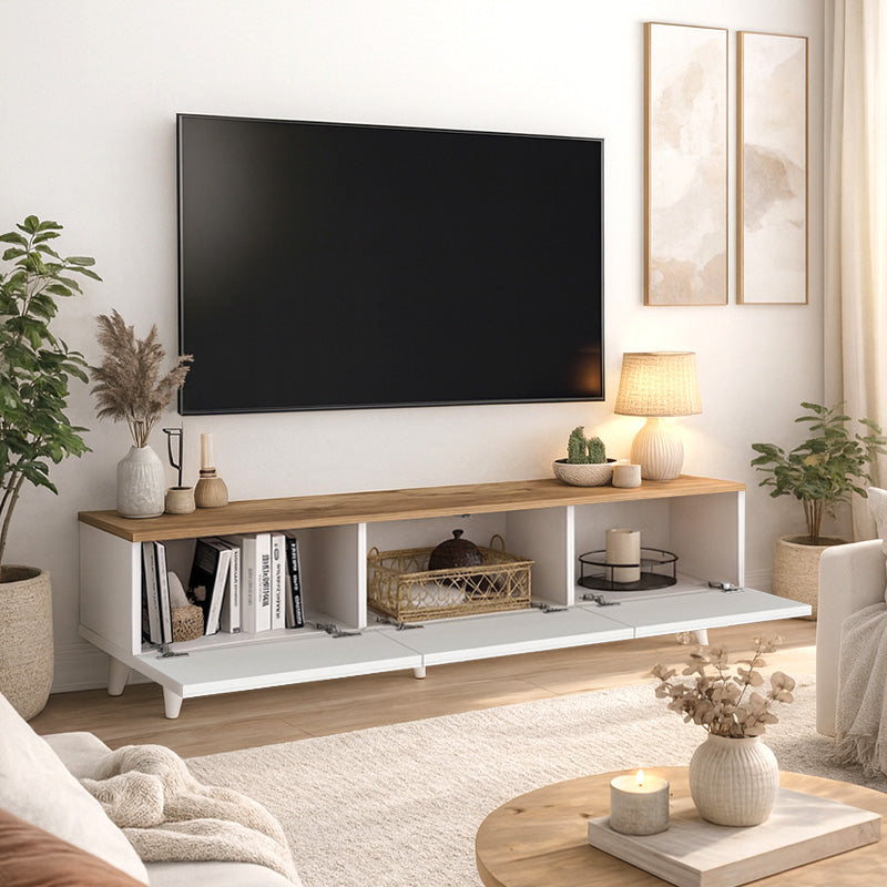 Έπιπλο τηλεόρασης Bono  χρώμα λευκό - sepet oak 150x32,3x42,1εκ. - Pakobazaar