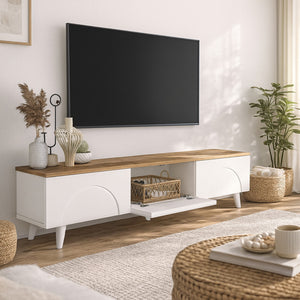Έπιπλο τηλεόρασης Bono  χρώμα λευκό - sepet oak 150x32,3x42,1εκ. - Pakobazaar