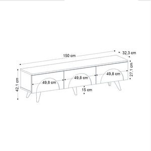Έπιπλο τηλεόρασης Bono  χρώμα λευκό - sepet oak 150x32,3x42,1εκ. - Pakobazaar