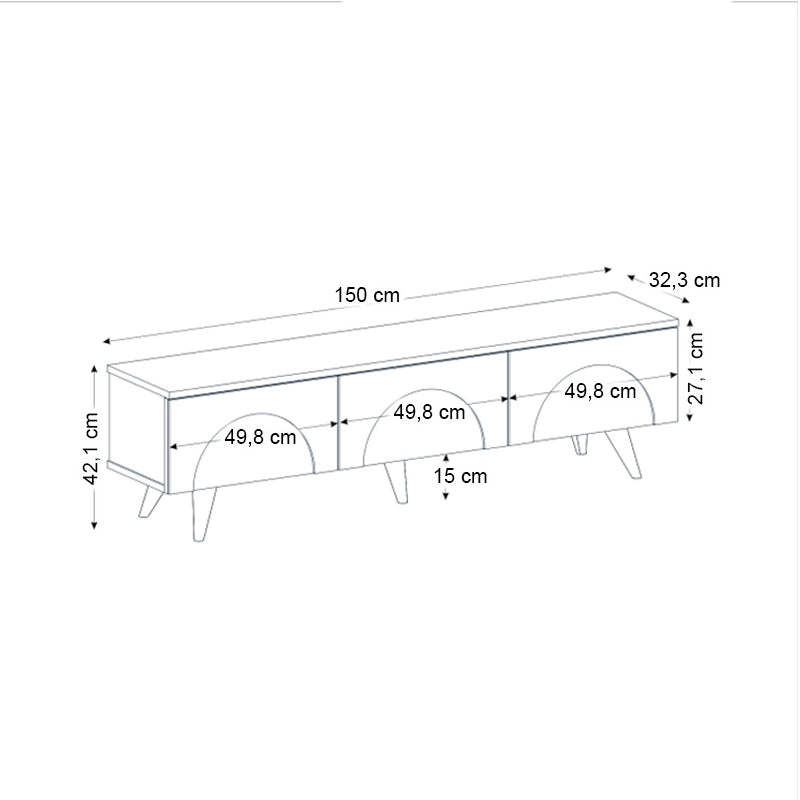 Έπιπλο τηλεόρασης Bono  χρώμα λευκό - sepet oak 150x32,3x42,1εκ. - Pakobazaar