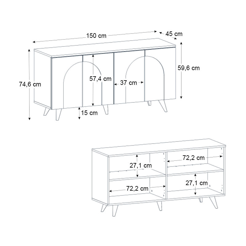 Μπουφές Bono  χρώμα λευκό - sepet oak 150x45x74,6εκ. - Pakobazaar