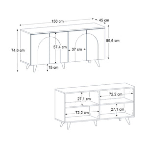 Μπουφές Bono  χρώμα λευκό - sepet oak 150x45x74,6εκ. - Pakobazaar