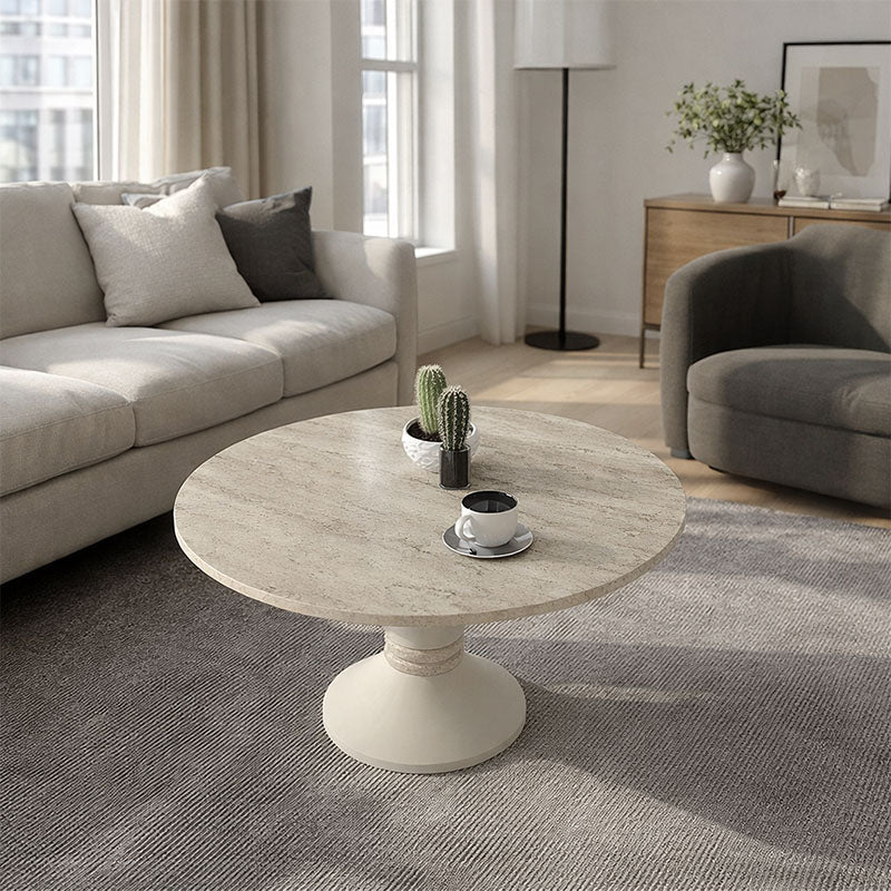 Τραπεζάκι σαλονιού Lepper  χρώμα travertine - sandstone Ø75x39,8εκ. - Pakobazaar