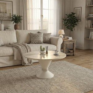 Τραπεζάκι σαλονιού Lepper  χρώμα travertine - sandstone Ø75x39,8εκ. - Pakobazaar