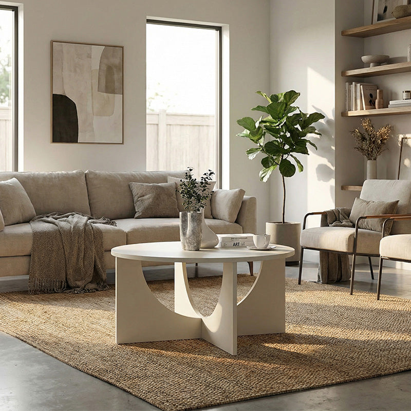 Τραπεζάκι σαλονιού Lemmar  χρώμα sandstone Ø75x36,8εκ. - Pakobazaar