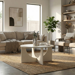 Τραπεζάκι σαλονιού Lemmar  χρώμα sandstone Ø75x36,8εκ. - Pakobazaar