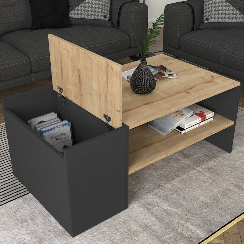 Τραπεζάκι σαλονιού Izia  χρώμα sapphire oak - ανθρακί 110x60x45εκ. - Pakobazaar