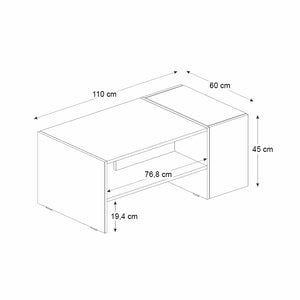 Τραπεζάκι σαλονιού Izia  χρώμα sapphire oak - ανθρακί 110x60x45εκ. - Pakobazaar