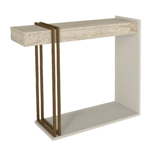 Κονσόλα Desca  χρώμα travertine - sandstone - χρυσό 91,8x29,6x74,2εκ. - Pakobazaar