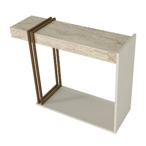 Κονσόλα Desca  χρώμα travertine - sandstone - χρυσό 91,8x29,6x74,2εκ. - Pakobazaar