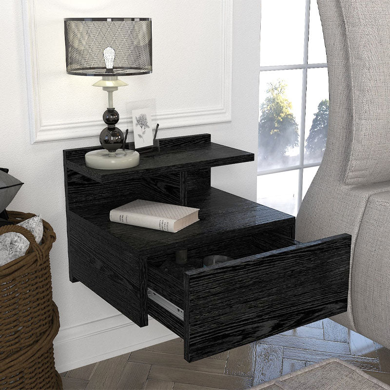 Κομοδίνο επιτοίχιο Mislina  χρώμα sencron black 40x33,2x32εκ. - Pakobazaar