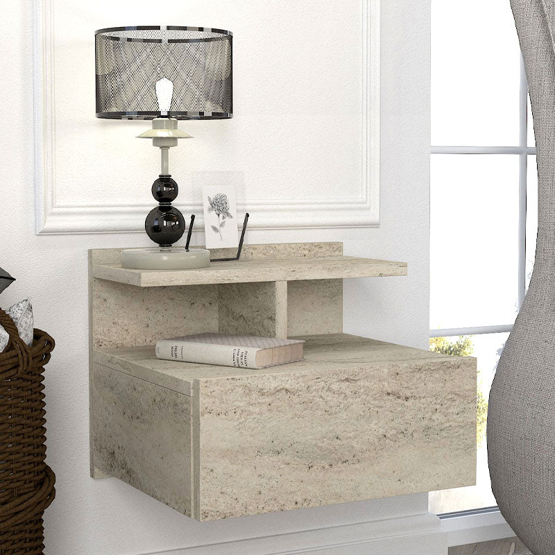 Κομοδίνο επιτοίχιο Mislina  χρώμα travertine 40x33,2x32εκ. - Pakobazaar