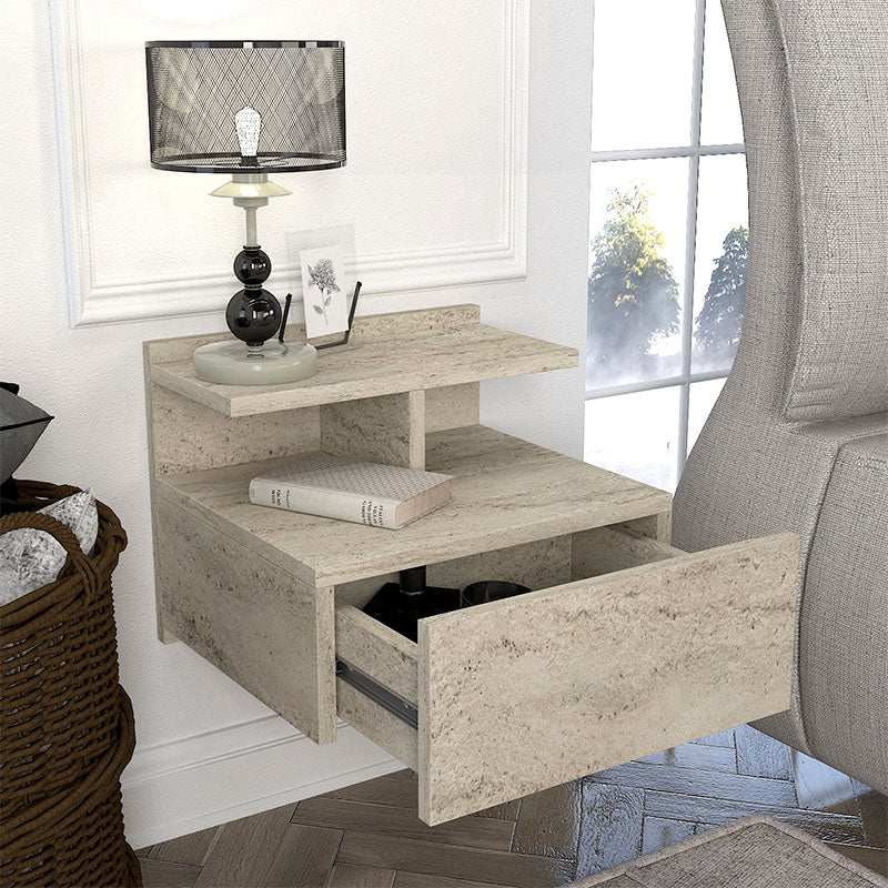 Κομοδίνο επιτοίχιο Mislina  χρώμα travertine 40x33,2x32εκ. - Pakobazaar