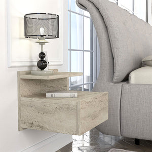 Κομοδίνο επιτοίχιο Mislina  χρώμα travertine 40x33,2x32εκ. - Pakobazaar