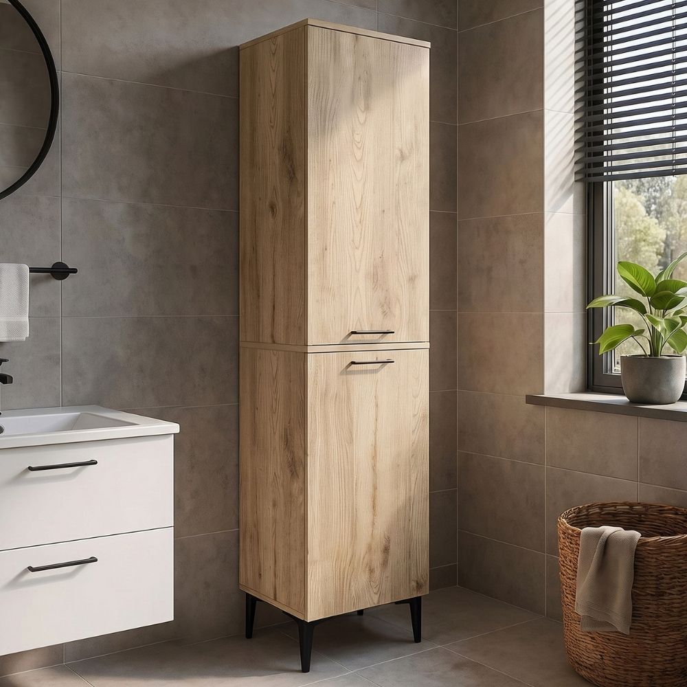 Ντουλάπι με καλάθι απλύτων Singa  χρώμα sepet oak 45x40x180εκ. - Pakobazaar