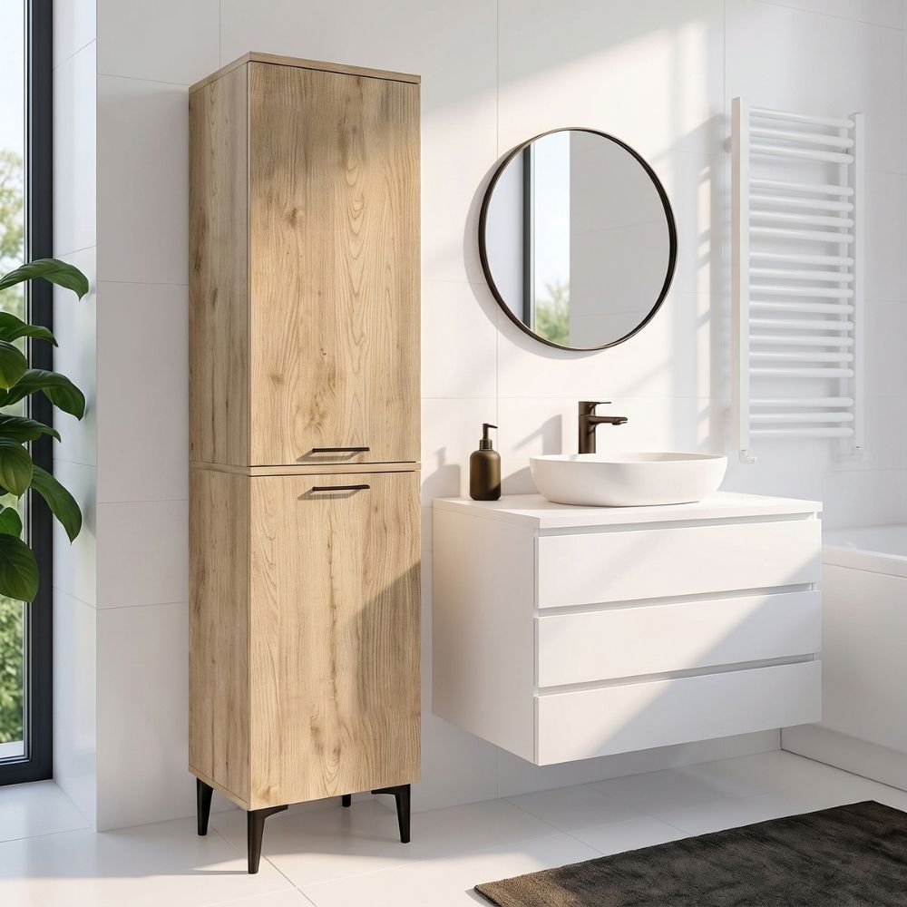 Ντουλάπι με καλάθι απλύτων Singa  χρώμα sepet oak 45x40x180εκ. - Pakobazaar