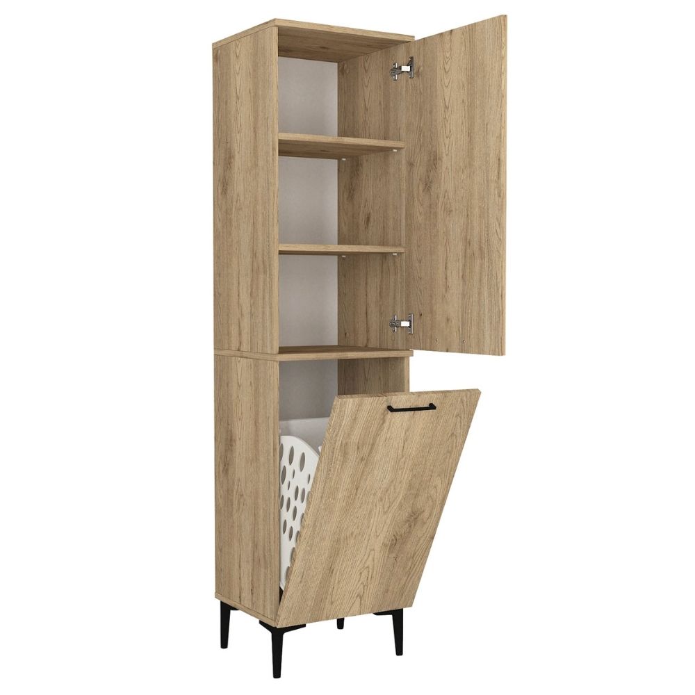Ντουλάπι με καλάθι απλύτων Singa  χρώμα sepet oak 45x40x180εκ. - Pakobazaar