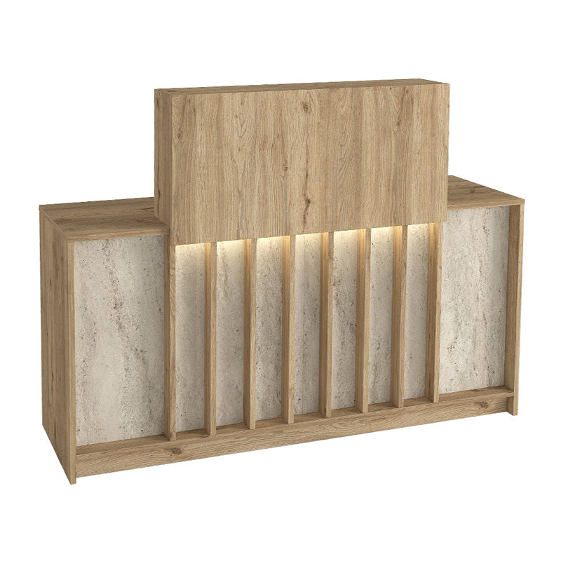 Γραφείο υποδοχής - reception Davis  με LED χρώμα sepet oak - travertine 150x41,8x115εκ. - Pakobazaar