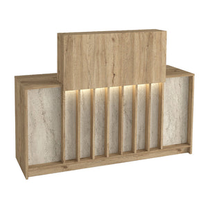 Γραφείο υποδοχής - reception Davis  με LED χρώμα sepet oak - travertine 150x41,8x115εκ. - Pakobazaar