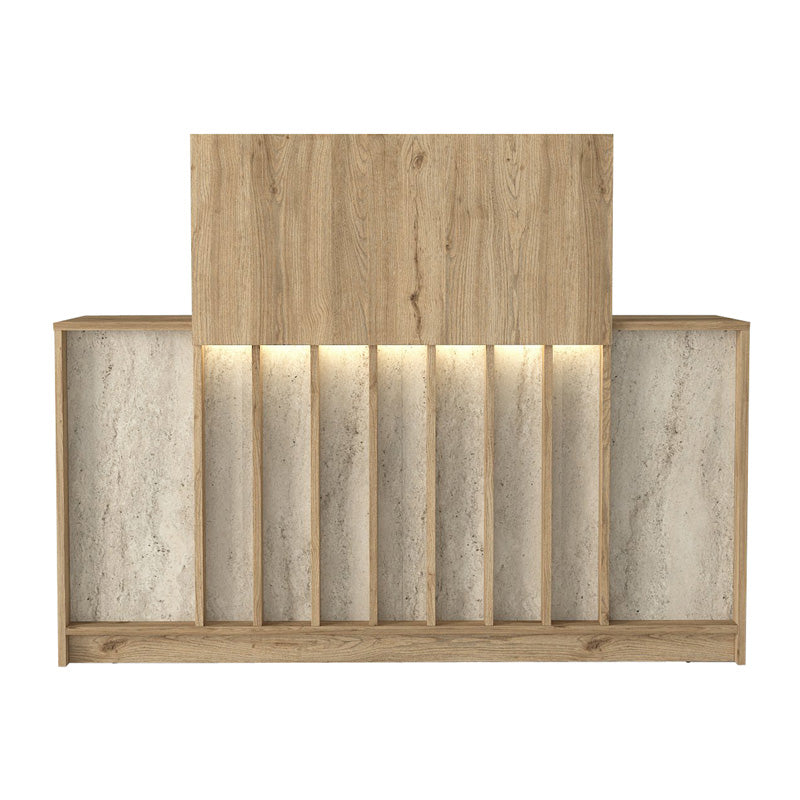 Γραφείο υποδοχής - reception Davis  με LED χρώμα sepet oak - travertine 150x41,8x115εκ. - Pakobazaar