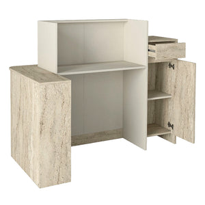 Γραφείο υποδοχής - reception Dayana  με LED χρώμα travertine - sandstone 150x85,2x120εκ. - Pakobazaar