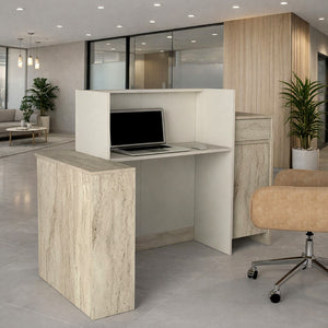 Γραφείο υποδοχής - reception Dayana  με LED χρώμα travertine - sandstone 150x85,2x120εκ. - Pakobazaar