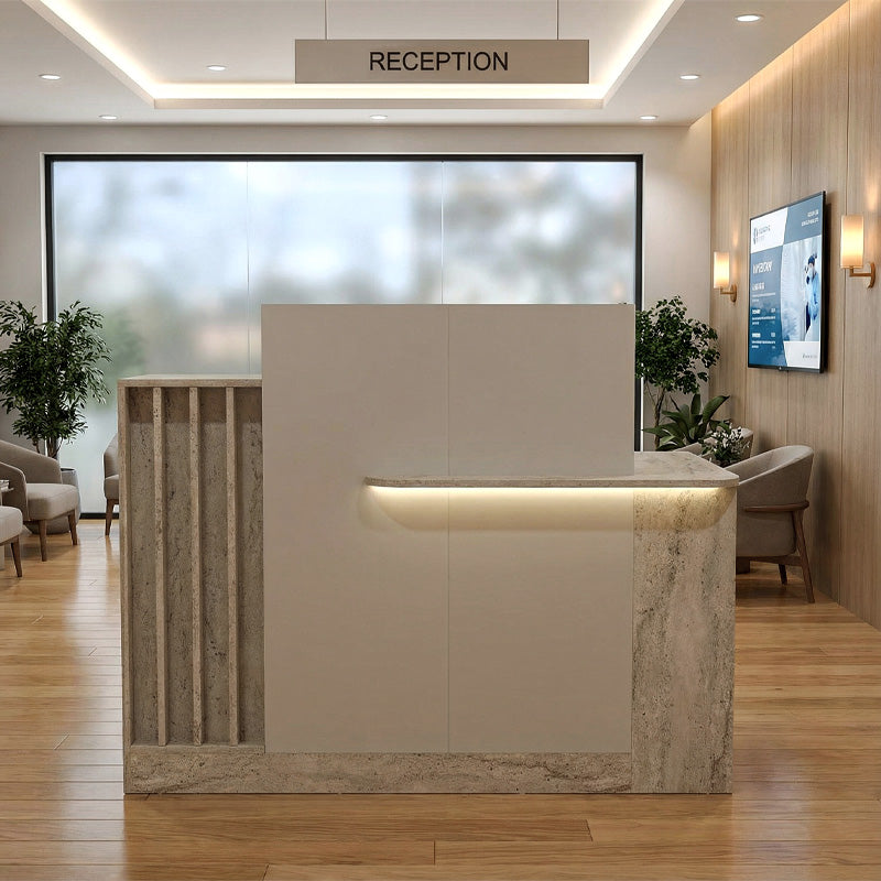 Γραφείο υποδοχής - reception Dayana  με LED χρώμα travertine - sandstone 150x85,2x120εκ. - Pakobazaar