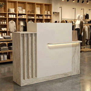 Γραφείο υποδοχής - reception Dayana  με LED χρώμα travertine - sandstone 150x85,2x120εκ. - Pakobazaar