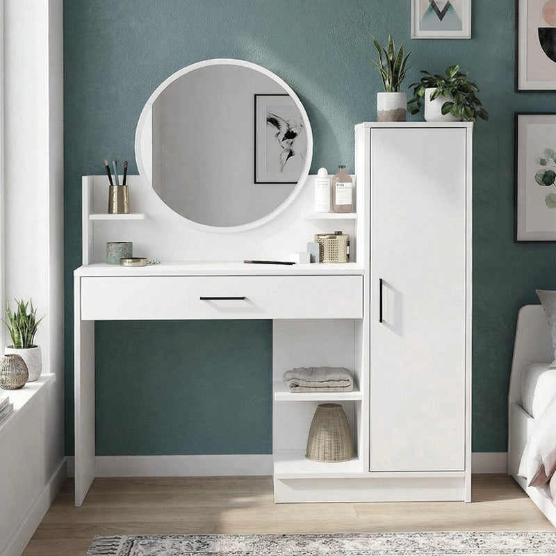 Τουαλέτα με καθρέπτη Andera  χρώμα λευκό 123,9x35x144,4εκ. - Pakobazaar