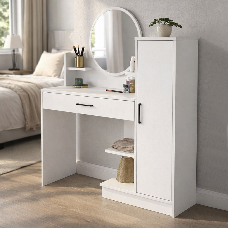 Τουαλέτα με καθρέπτη Andera  χρώμα λευκό 123,9x35x144,4εκ. - Pakobazaar