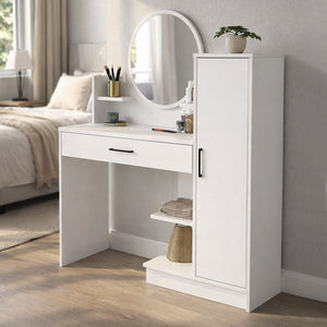 Τουαλέτα με καθρέπτη Andera  χρώμα λευκό 123,9x35x144,4εκ. - Pakobazaar