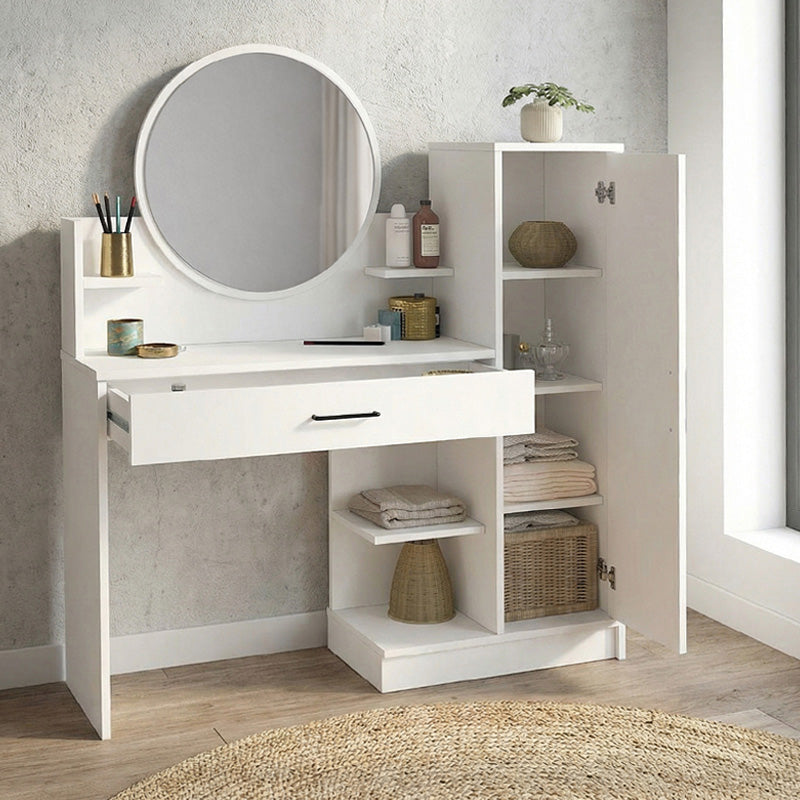 Τουαλέτα με καθρέπτη Andera  χρώμα λευκό 123,9x35x144,4εκ. - Pakobazaar