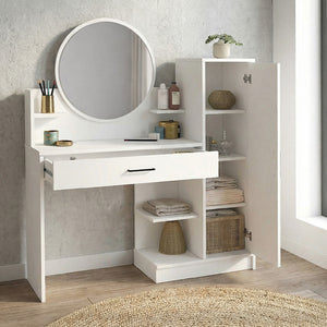 Τουαλέτα με καθρέπτη Andera  χρώμα λευκό 123,9x35x144,4εκ. - Pakobazaar