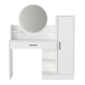 Τουαλέτα με καθρέπτη Andera  χρώμα λευκό 123,9x35x144,4εκ. - Pakobazaar