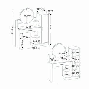 Τουαλέτα με καθρέπτη Andera  χρώμα λευκό 123,9x35x144,4εκ. - Pakobazaar