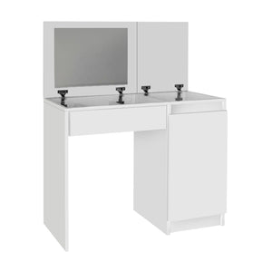 Τουαλέτα με καθρέπτη Huma  χρώμα λευκό 90x45x118,2εκ. - Pakobazaar