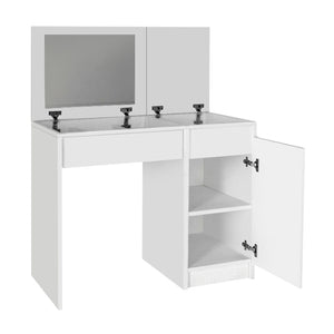 Τουαλέτα με καθρέπτη Huma  χρώμα λευκό 90x45x118,2εκ. - Pakobazaar