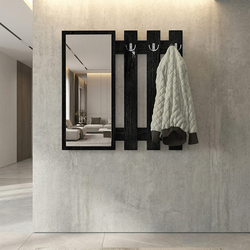Κρεμάστρα τοίχου με καθρέπτη Folin  χρώμα sencron black 90x4x90εκ. - Pakobazaar