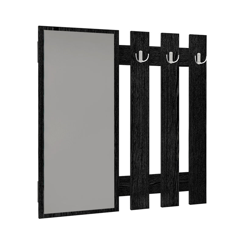 Κρεμάστρα τοίχου με καθρέπτη Folin  χρώμα sencron black 90x4x90εκ. - Pakobazaar